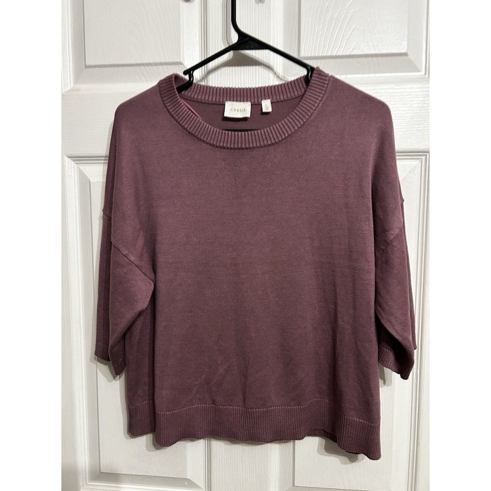 NWT Cyrus sweater L scoop neck 3/4 sleeves knit rayon purple pull over cozy - Picture 3 of 9